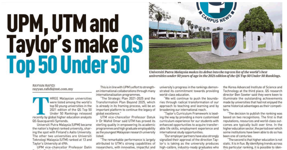 Wow These 3 Local Malaysian Universities Made It To The Qs Top 50 Under 50 Rankings Sevenpie 2849