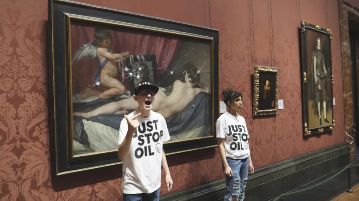 CLIMATE CHANGE PROTESTERS ARRESTED AFTER DAMAGING FAMOUS VELÁZQUEZ PAINTING AT LONDON’S NATIONAL GALLERY