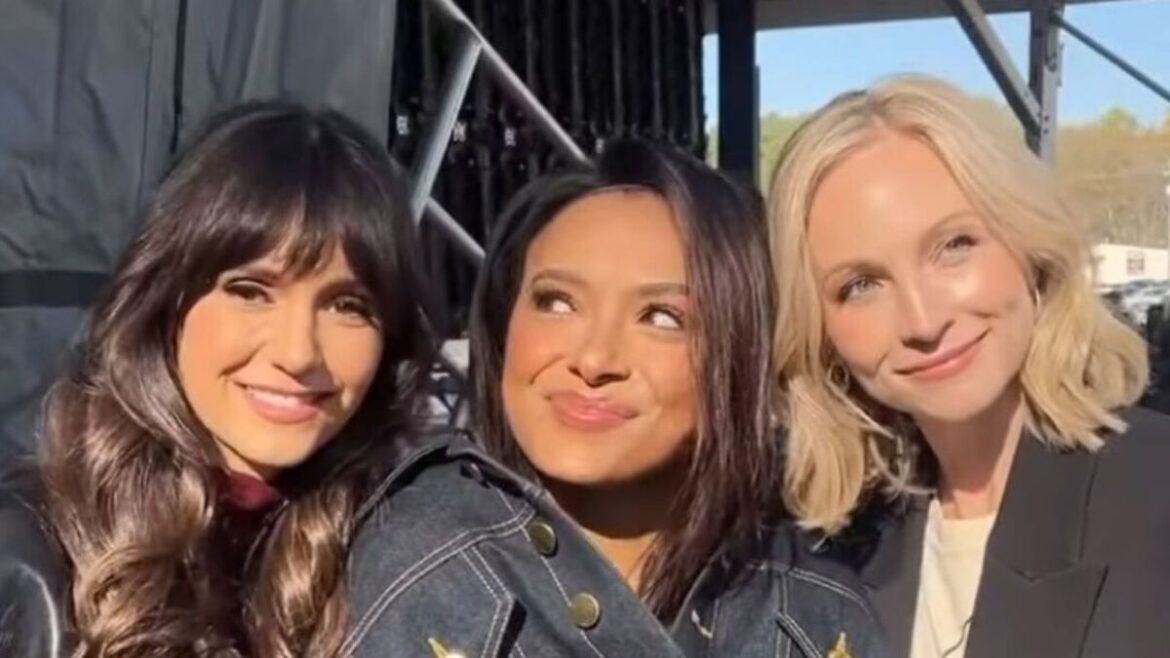 NEAR DISASTER: NINA DOBREV NARROWLY ESCAPES FALLING STAGE BACKDROP THANKS TO VAMPIRE DIARIES CO-STARS!